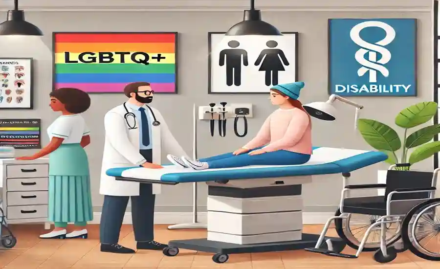 LGBTQ+ individuals with disabilities receiving care from medical professionals